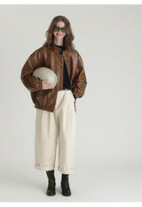 Luxuriöse Oversize-Kunstlederjacke