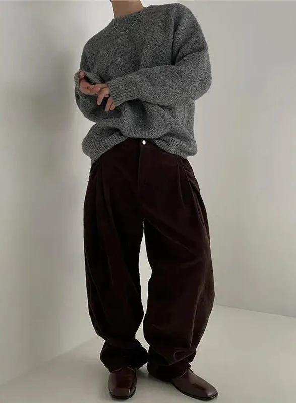 Trendiger, lockerer Wollpullover im koreanischen Stil