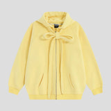Casual Strap Design Velvet Hooded Sweatshirt