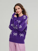 Gemütlicher Langarmpullover mit Schleifenprint für die kalte Jahreszeit