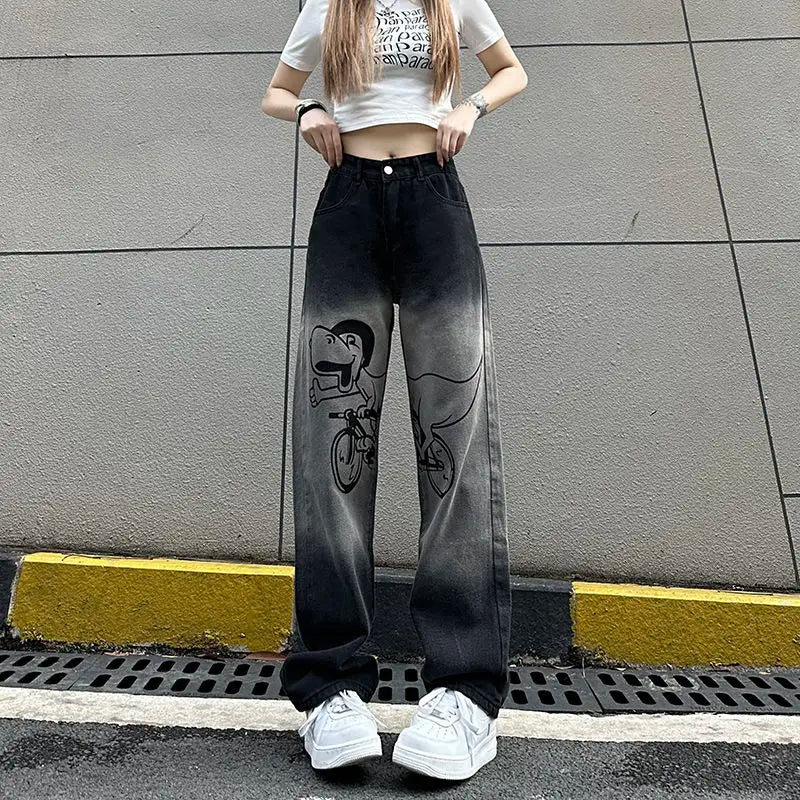 Gemütliche, coole High-Waist-Jeans mit Farbverlauf