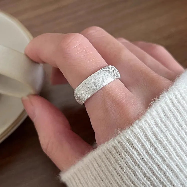 Heart Link Geometric Punk Stackable Ring