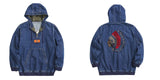 Streetwear Casual Loose Half Zipper Denim Hoodie
