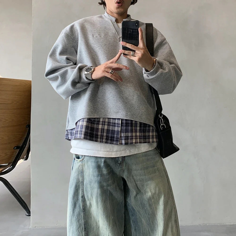Vintage Oversized Two Piece Layered Casual Sweatshirt