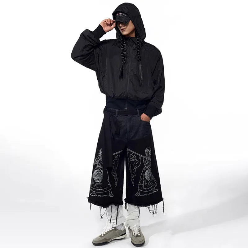 Original Embroidered Tassel Burr Denim Jorts