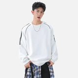 Streetwear Striped Sleeve Round Neck Sweatshirt
