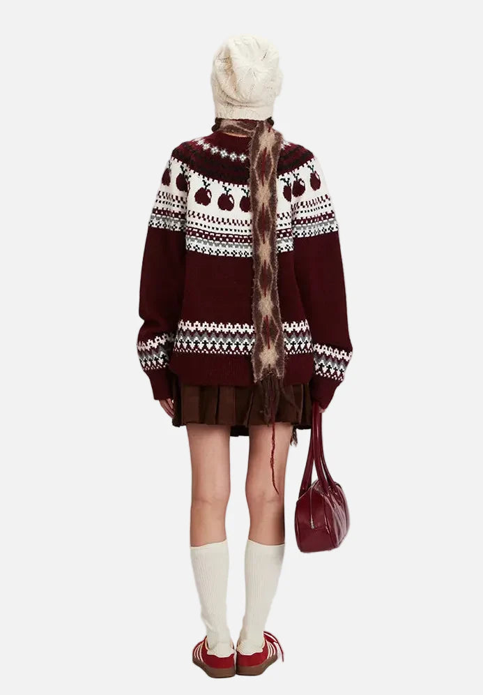 Gemütlicher, weicher Fair-Isle-Strickpullover mit Rundhalsausschnitt