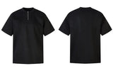 Suede Embroidered Zipper Short Sleeve T-Shirt