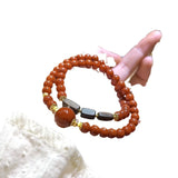 Vibrant Red Agate Double Circle Bracelet