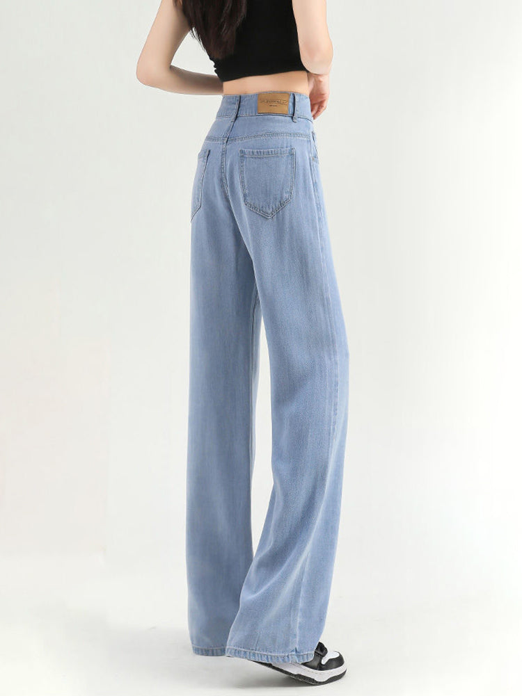 Women Comfort Thin Summer Style High Waist Jeans