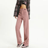 Pink Gothic Y2K Designer Straight Leg Jeans