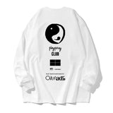 White Infinty Printed Long Sleeve Casual T-Shirt