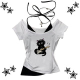 Y2K Vintage Cat Graphic T-Shirt