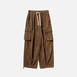 Flattering Corduroy Elastic Waist Cargo Sweatpants