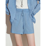 Women Stylish Casual Blue Short