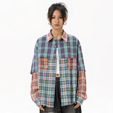 Damen-Patchwork-Karohemd