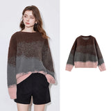 Gradient Round Neck Woolen Knitted Sweater