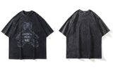 Streetwear Punk Bär Grafikprint Verwaschenes Oversized T-Shirt
