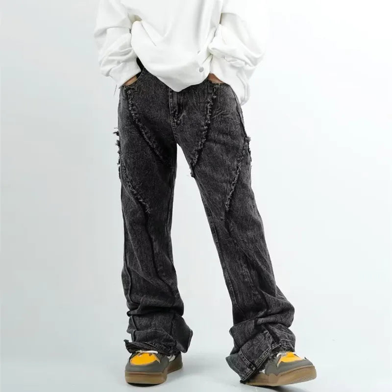 Cyber Washed Black Baggy Stacked Jeans