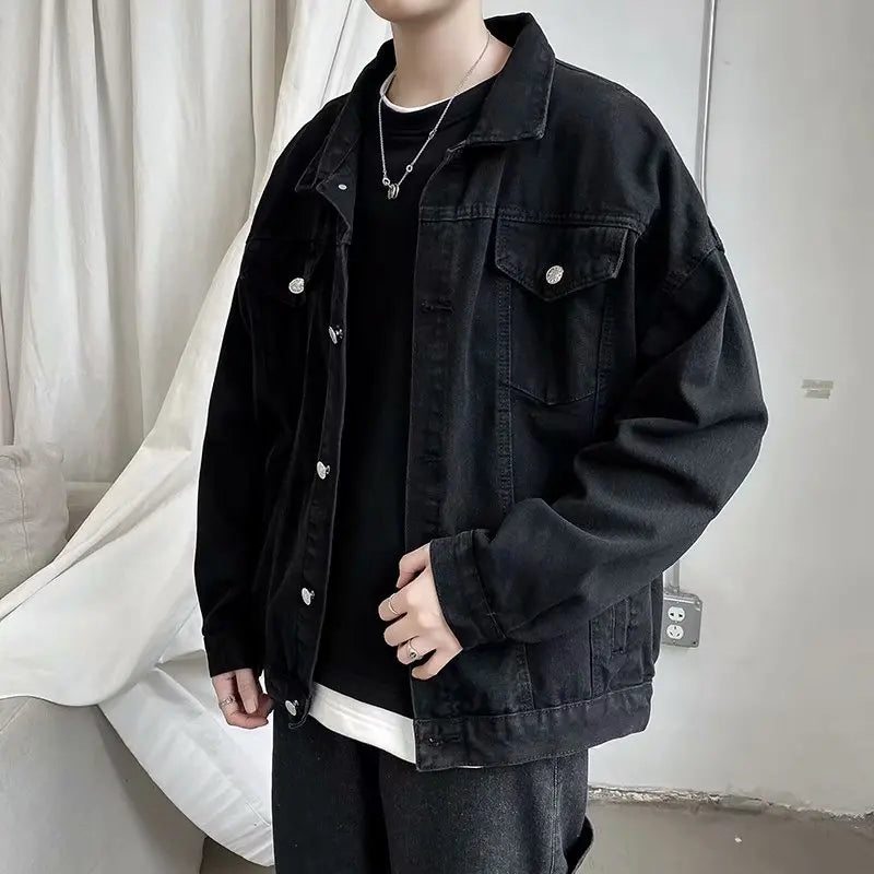 Black And Blue Cool Bomber Denim Jacket