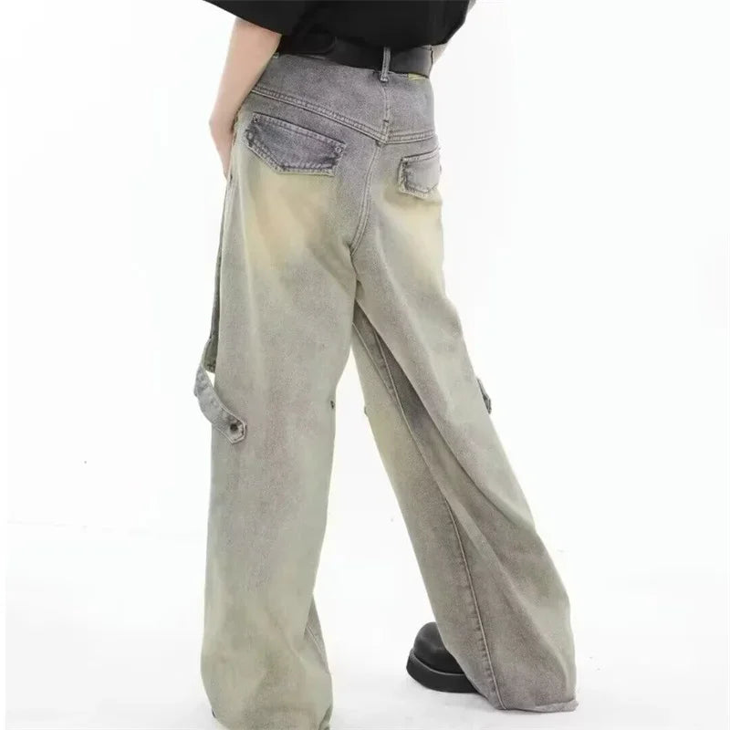 Jeans cargo larges, confortables et délavés, style streetwear