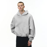 Short Curved Hem Men’s Fleece Hoodie Sweatshirt