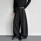 Pleated Style Solid Color Thickened Loose Pants
