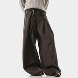 Classic Woolen Pleated Design Suit Wide Leg Pants