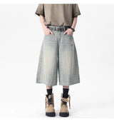 Elegant Vintage Washed Straight Cropped Jorts