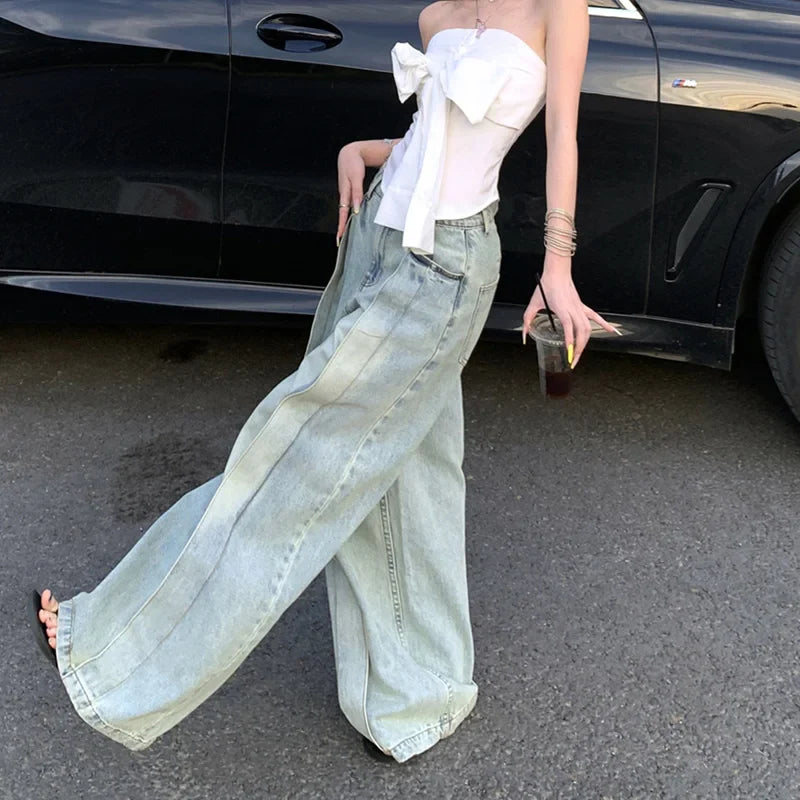 トレンドセッター オーバーサイズウォッシュドワイドレッグジーンズ