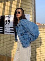 Vintage Blue Korean Design Denim Jacket
