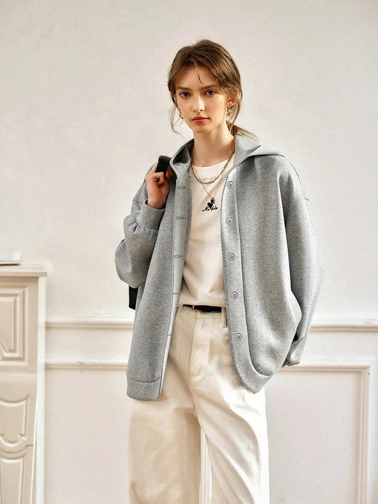 Streetwear Knitted Loose Casual Hooded Sweatshirt