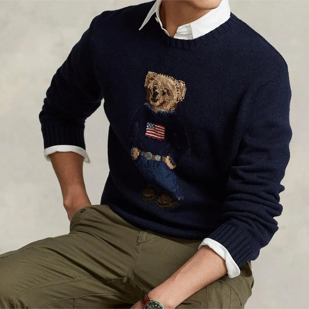 Teddybärpullover mit bestickter Nationalflagge