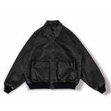 Belle veste vintage en cuir noir vieilli