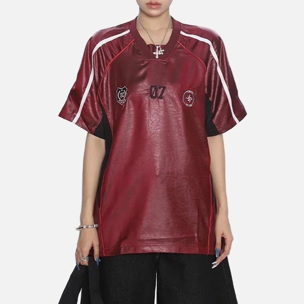 T-shirt en cuir à manches courtes American Summer