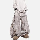 Minimalist Elastic Waist Pleated Wide Leg Jeans