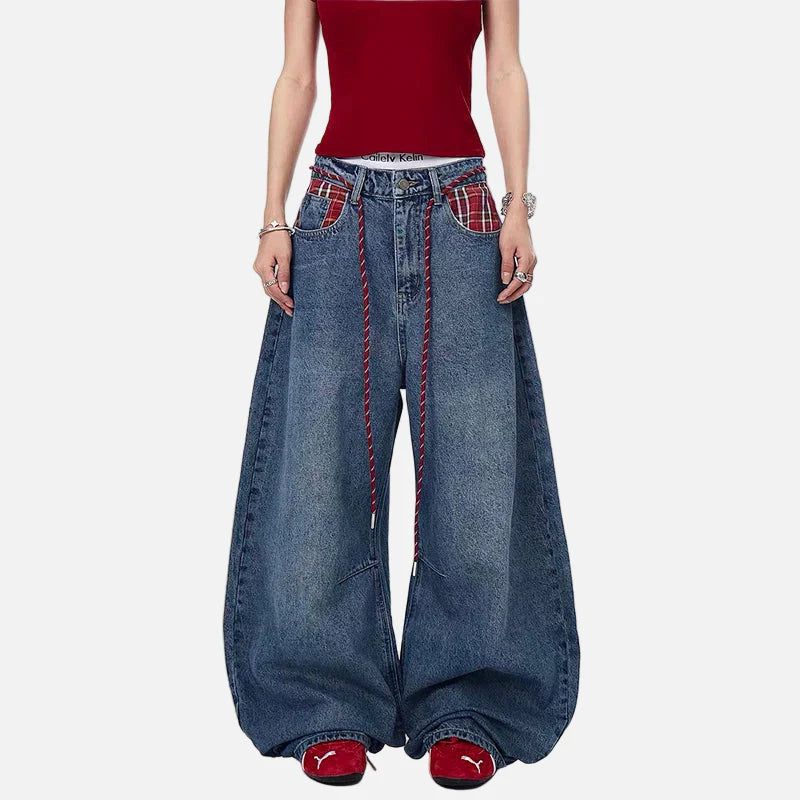 Damen Isolierte Streetwear Baggy Wide Leg Jeans