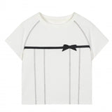 Schickes Baumwoll-Crop-T-Shirt mit Schleife