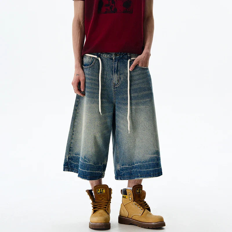 Vintage Loose Wide Leg Cropped Denim Jorts