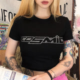 T-shirt orné de strass style années 2000