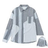 Chemisier oversize à carreaux patchwork pour femme