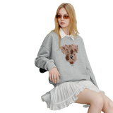 Plush Dog Patchwork Women’s Hoodie