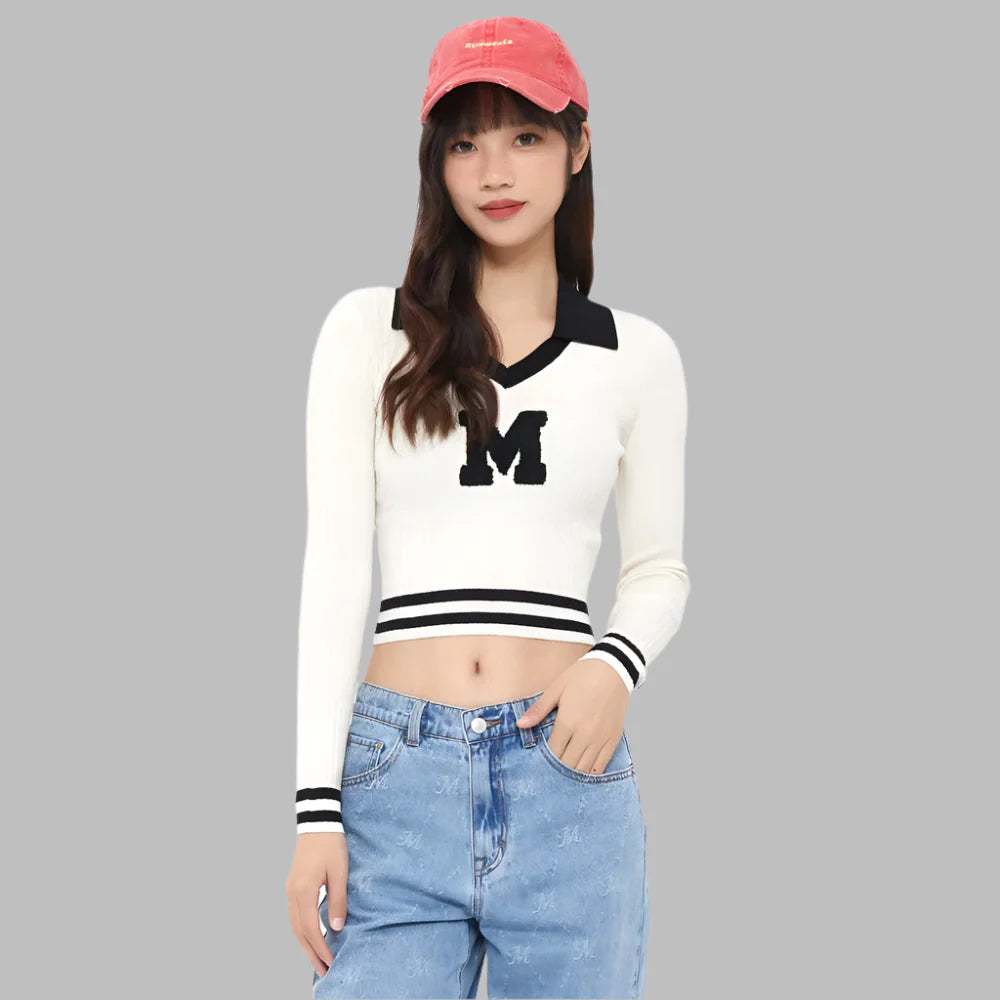 Color Clash Stripe V-Neck Sweater