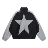 Vintage Star Print Windbreaker Jacket