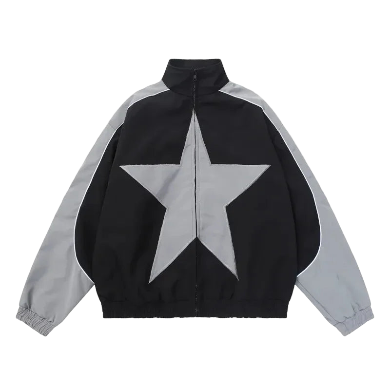 Vintage Star Print Windbreaker Jacket
