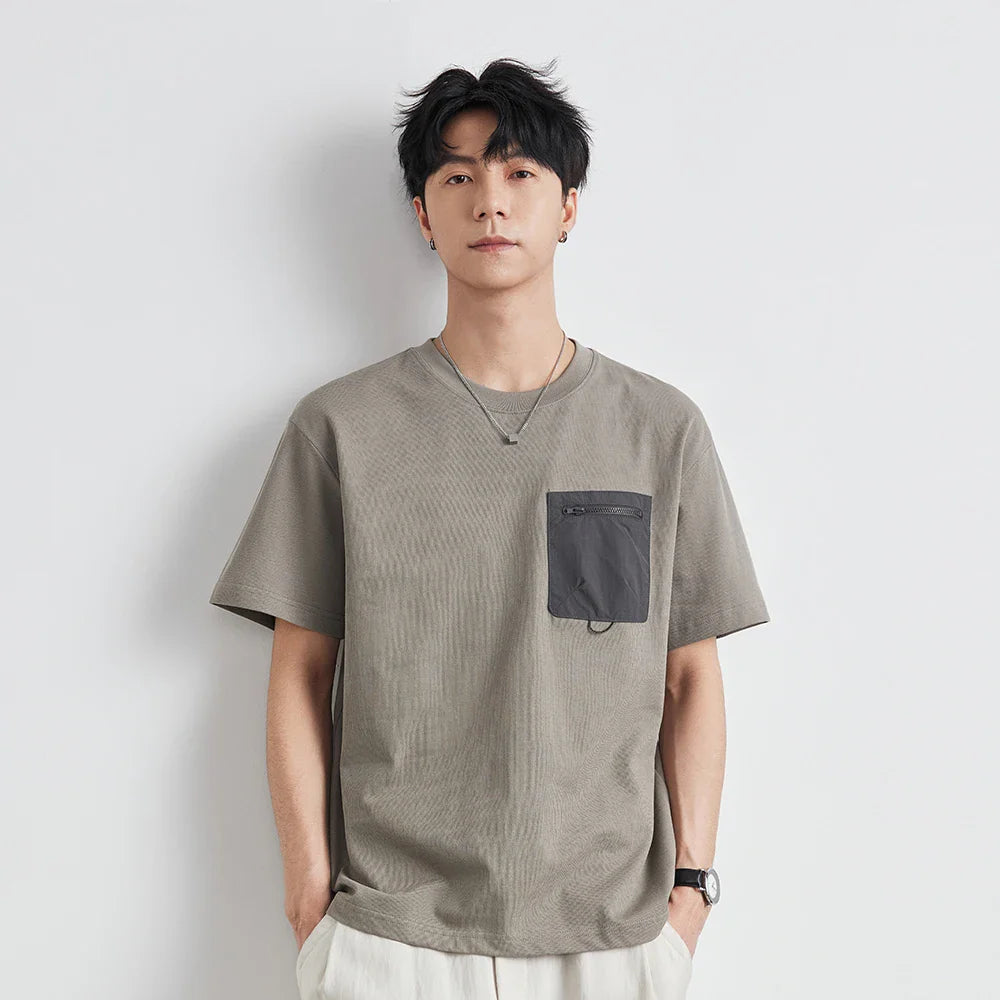 남성용 캐주얼 여름 포켓 루즈핏 티셔츠