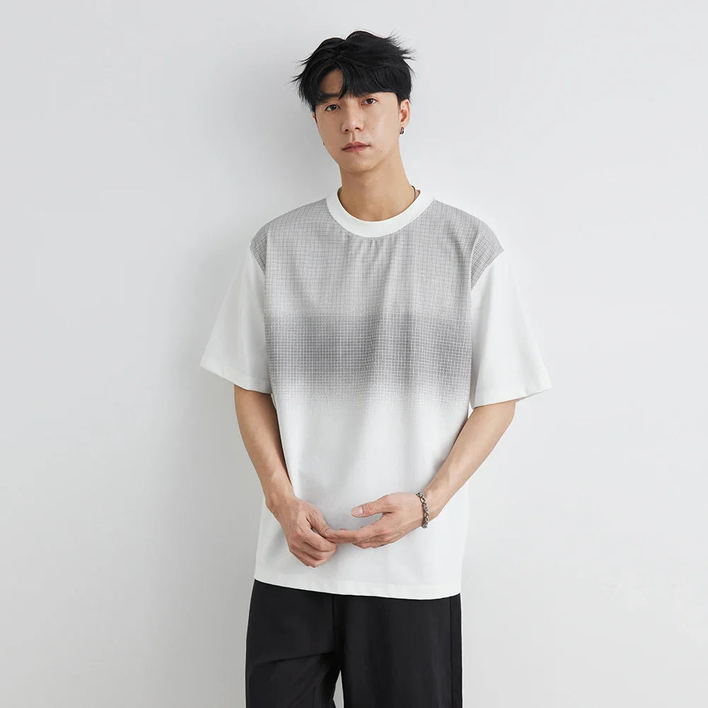 남성용 쿨 그라데이션 컬러 루즈핏 반팔 티셔츠