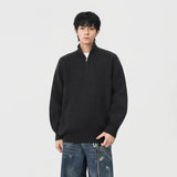 Cozy Mock Neck Half Zipper Waffle Knit Sweater