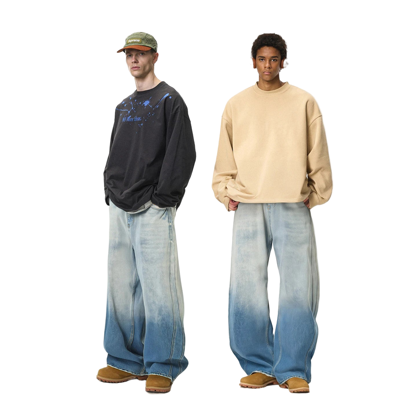 Gradient Ripped Wide-Leg Men’s Jeans