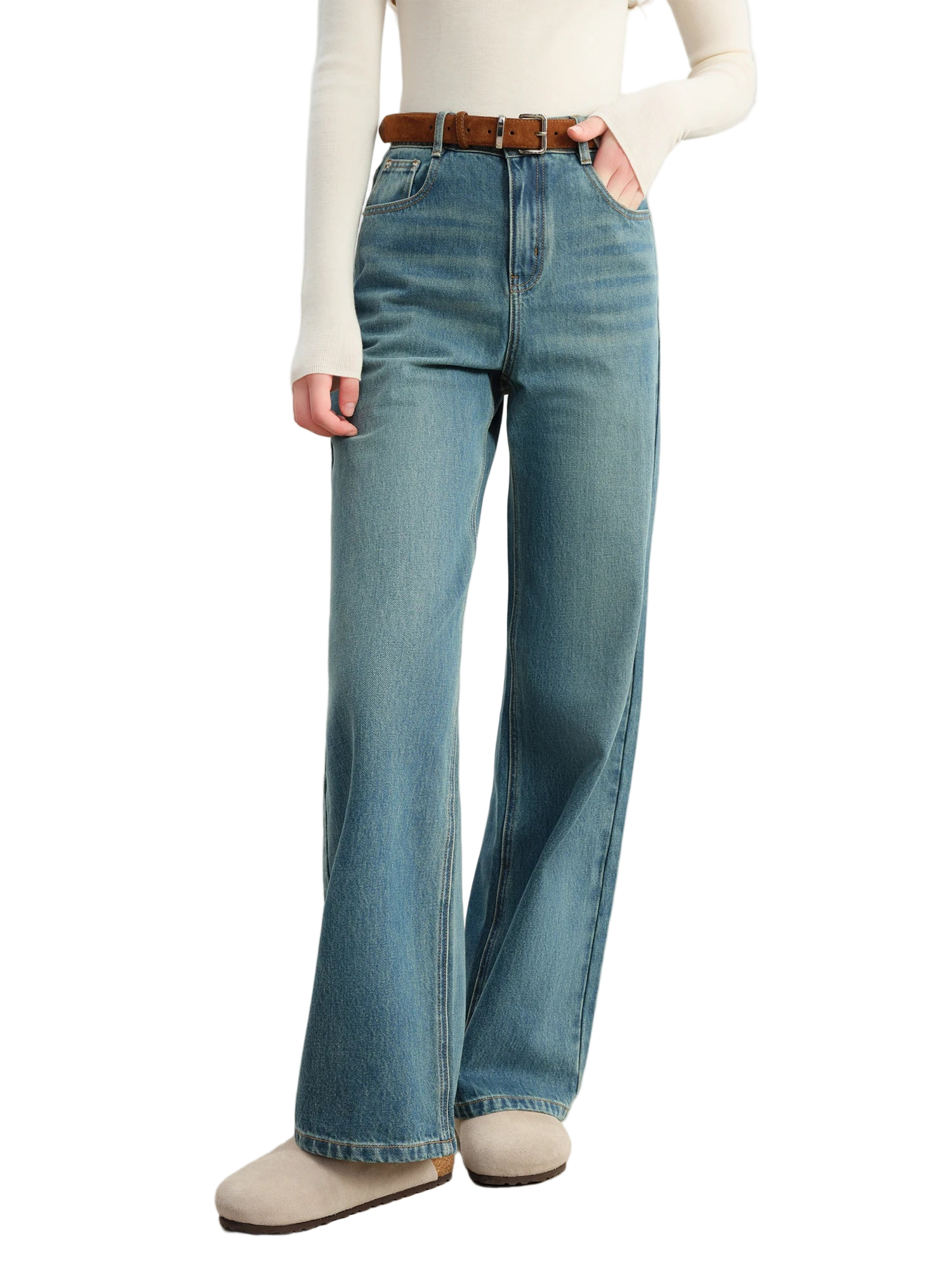 Vintage Washed Straight Leg Jeans